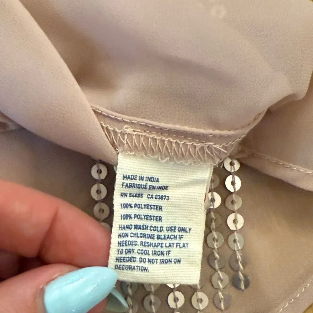 American Eagle Outfitters Pink Sequin Sleeveless Tank Top